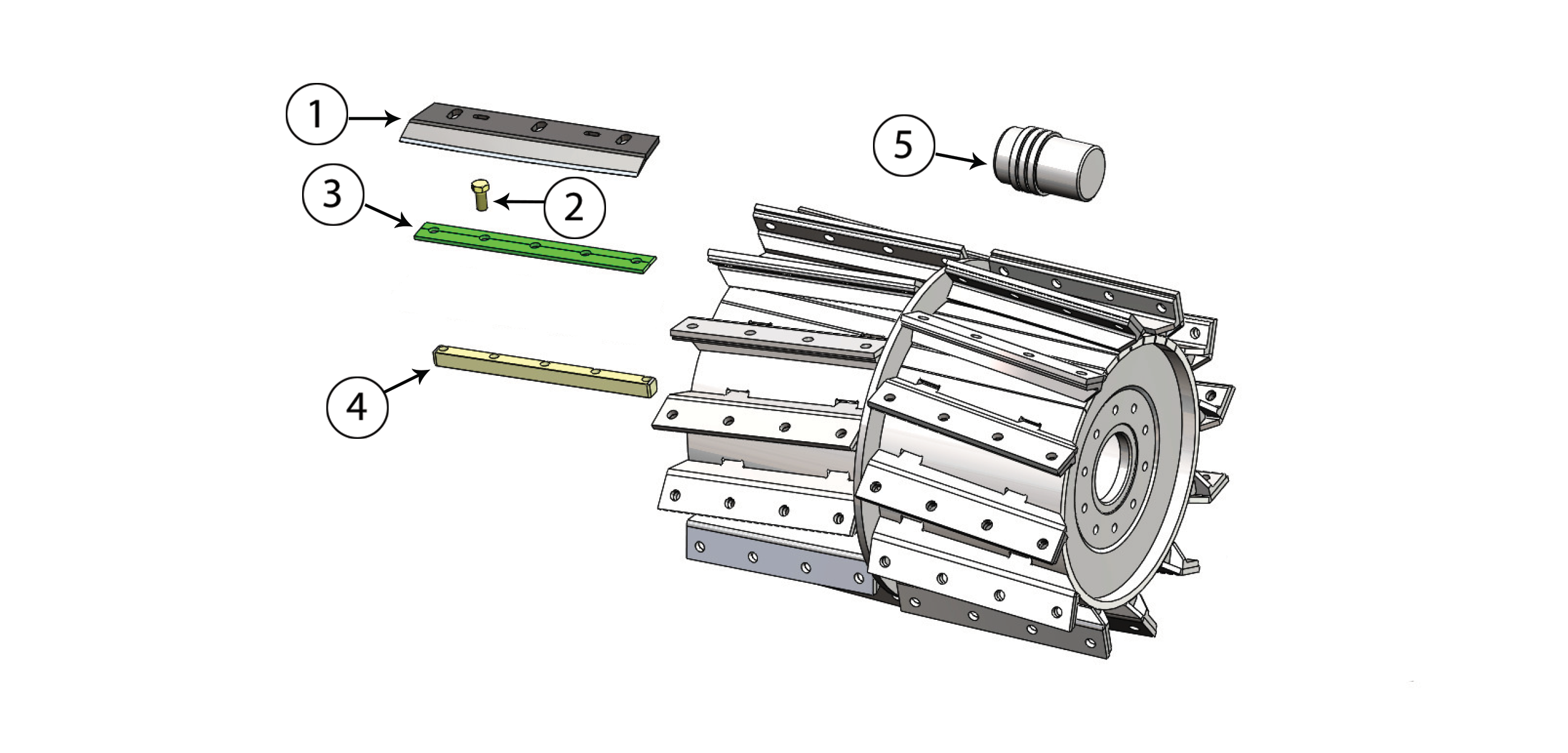 Schematic for 600-2, 600-3, 700-2, 700-3, 770-2, 770-3, 850-2, 1100-2 Cutterhead Assembly